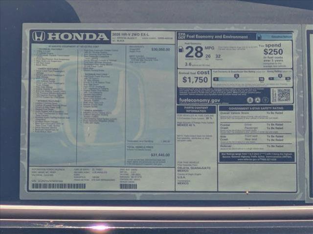 new 2026 Honda HR-V car, priced at $31,594