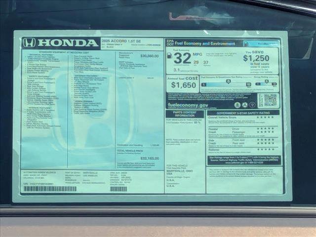 new 2025 Honda Accord car, priced at $31,395