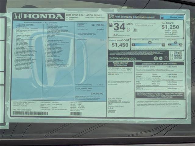 new 2026 Honda Civic car, priced at $29,944