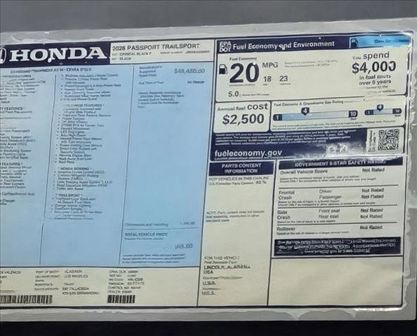 new 2026 Honda Passport car, priced at $50,444