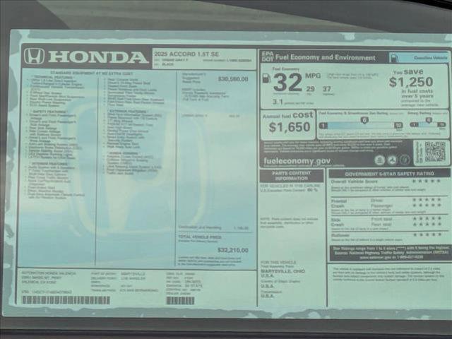 new 2025 Honda Accord car, priced at $32,709