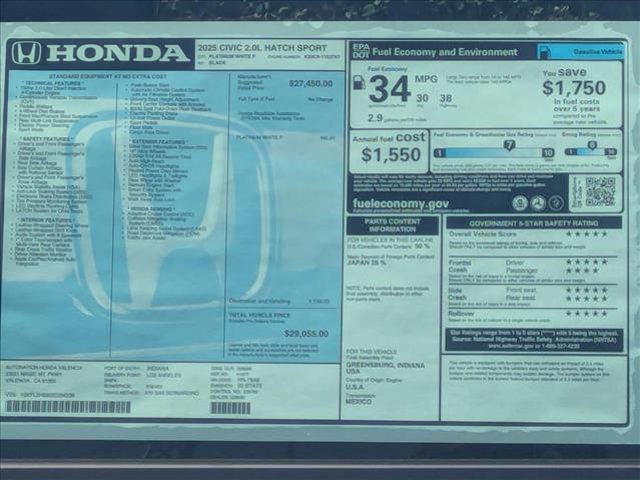 new 2025 Honda Civic car, priced at $28,404