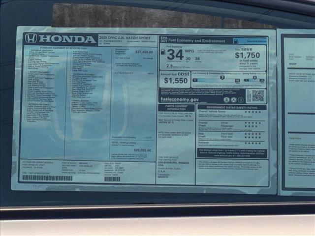 new 2025 Honda Civic car, priced at $29,055