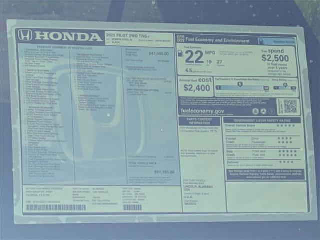 new 2025 Honda Pilot car, priced at $50,194