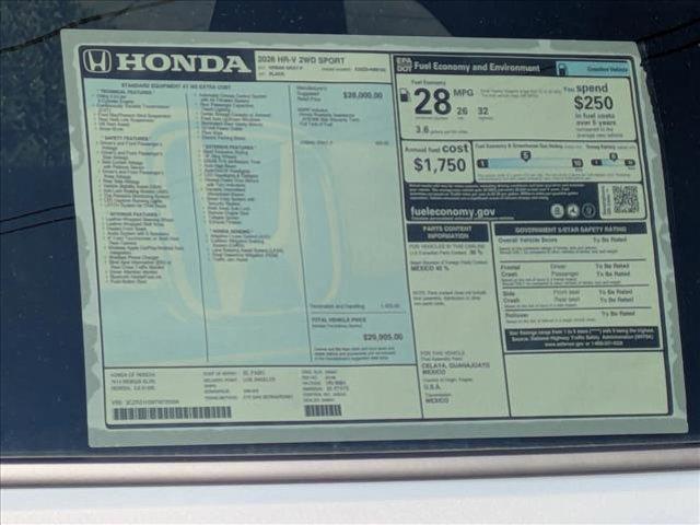 new 2026 Honda HR-V car, priced at $30,404