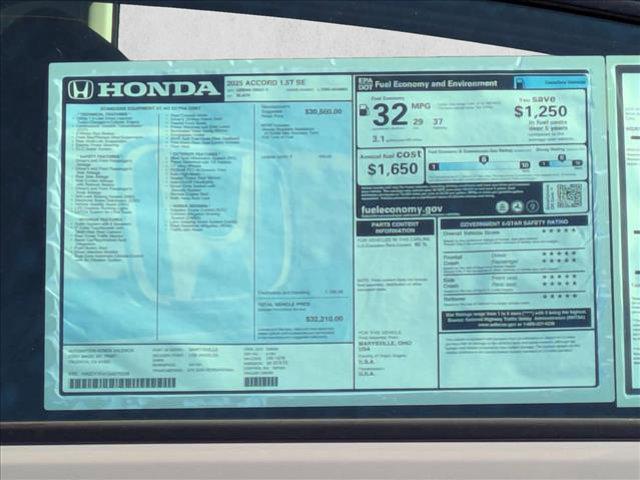 new 2025 Honda Accord car, priced at $32,210