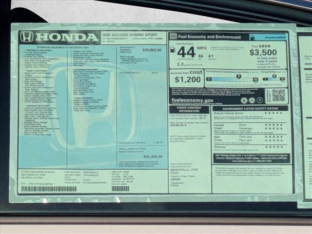 new 2025 Honda Accord Hybrid car, priced at $35,804