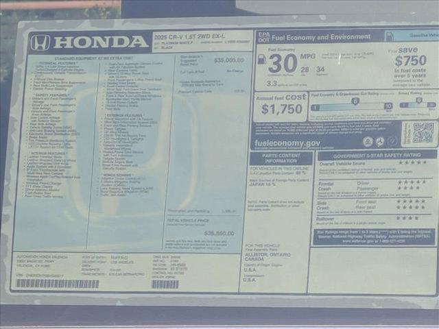 new 2025 Honda CR-V car, priced at $36,850