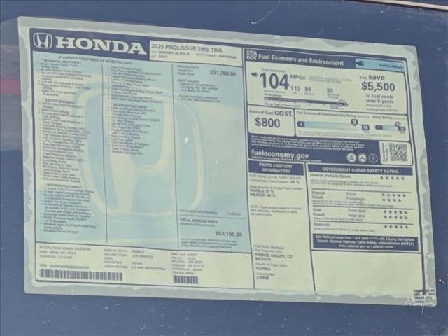 new 2025 Honda Prologue car, priced at $53,694