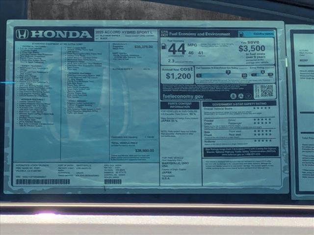 new 2025 Honda Accord Hybrid car, priced at $36,980