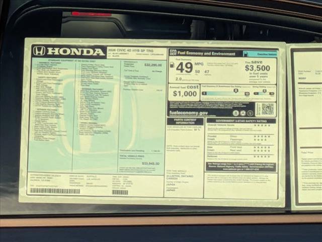 new 2026 Honda Civic Hybrid car, priced at $34,444