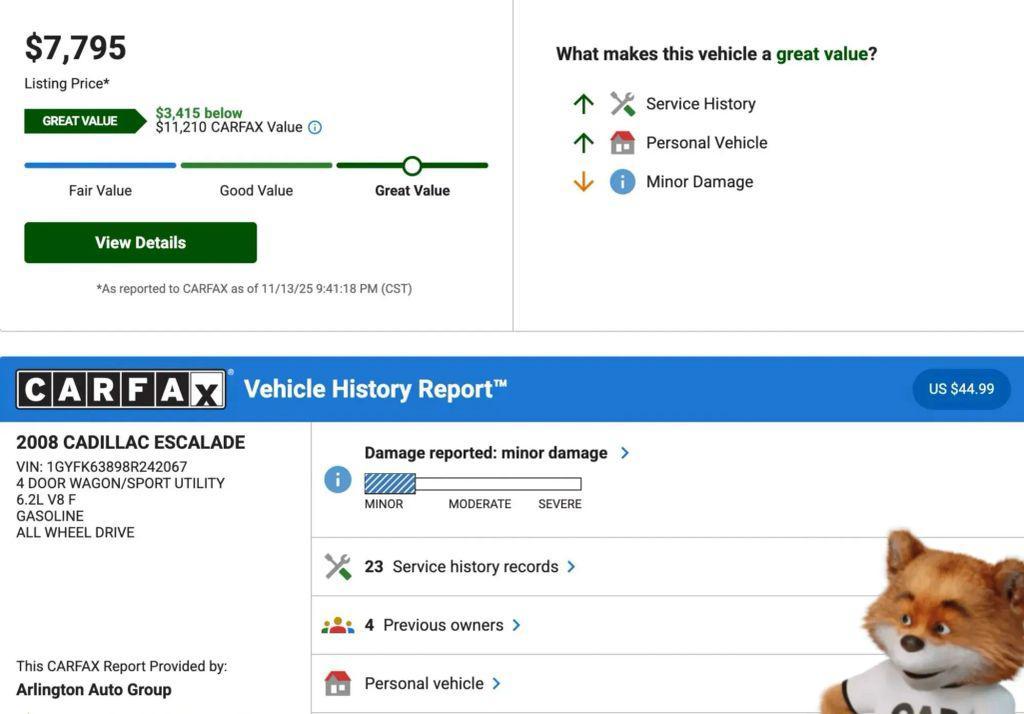 used 2008 Cadillac Escalade car, priced at $7,650