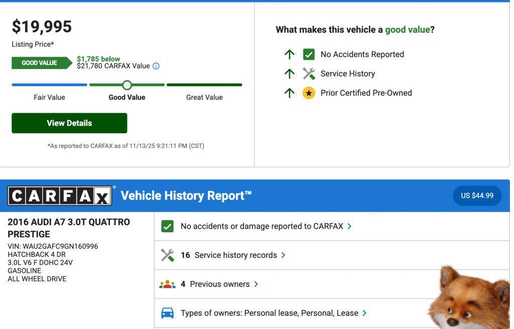 used 2016 Audi A7 car, priced at $19,995