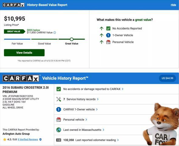 used 2016 Subaru Crosstrek car, priced at $10,850
