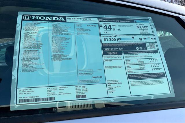 new 2025 Honda Accord Hybrid car, priced at $40,450