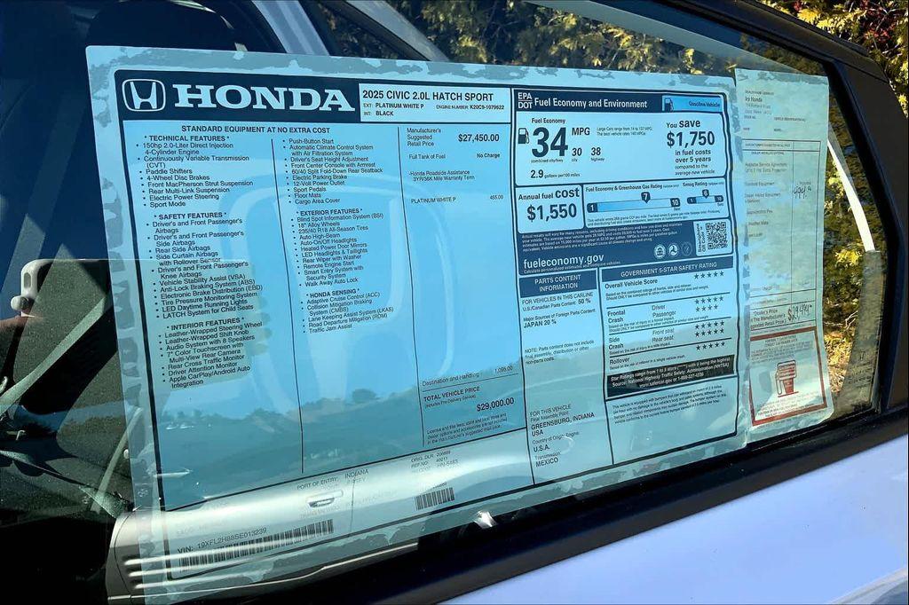 new 2025 Honda Civic car, priced at $29,000