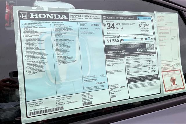 new 2025 Honda Civic car, priced at $29,400