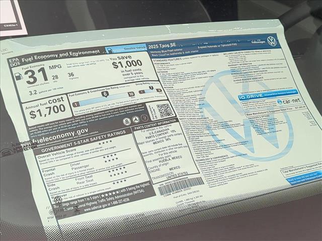 new 2025 Volkswagen Taos car, priced at $28,248