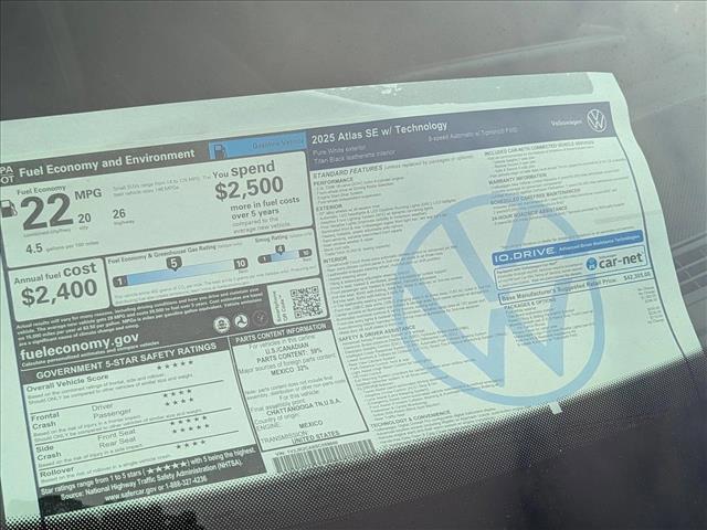 new 2025 Volkswagen Atlas car, priced at $41,539