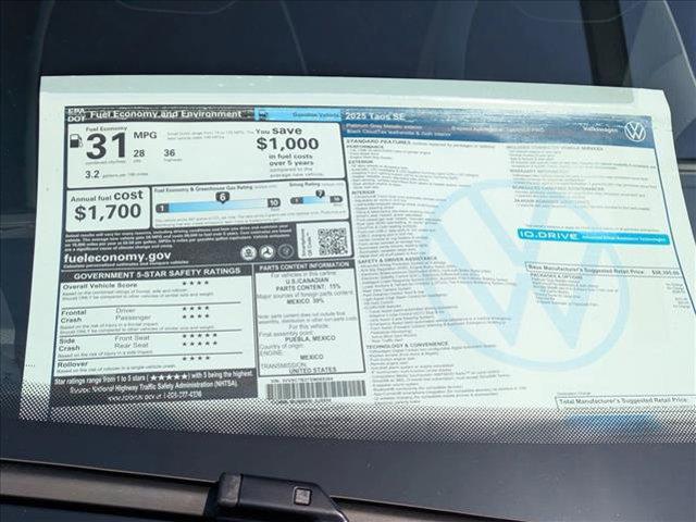 new 2025 Volkswagen Taos car, priced at $27,362