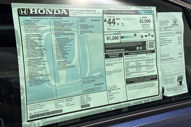 new 2025 Honda Accord Hybrid car, priced at $39,591