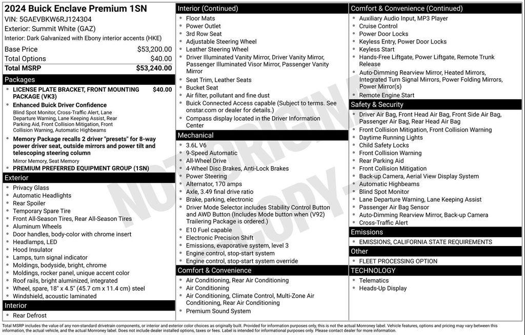 used 2024 Buick Enclave car, priced at $31,643