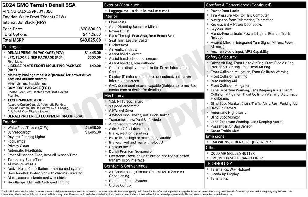 used 2024 GMC Terrain car, priced at $34,651