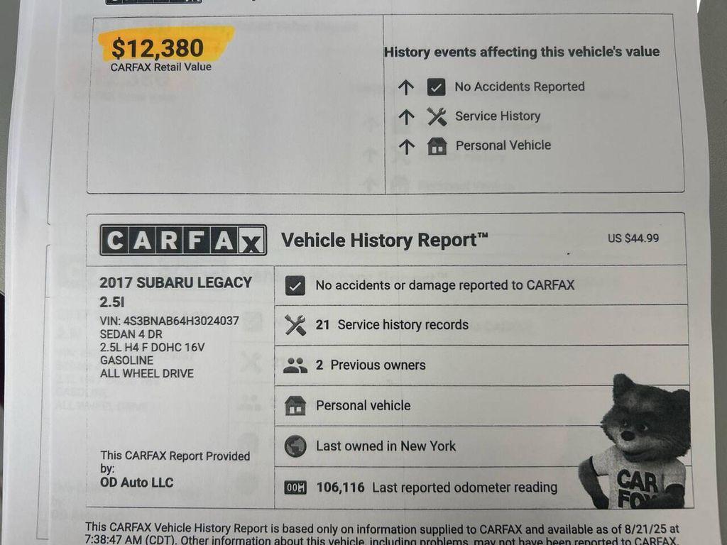 used 2017 Subaru Legacy car, priced at $11,995
