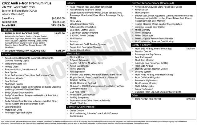 used 2022 Audi e-tron car, priced at $37,977