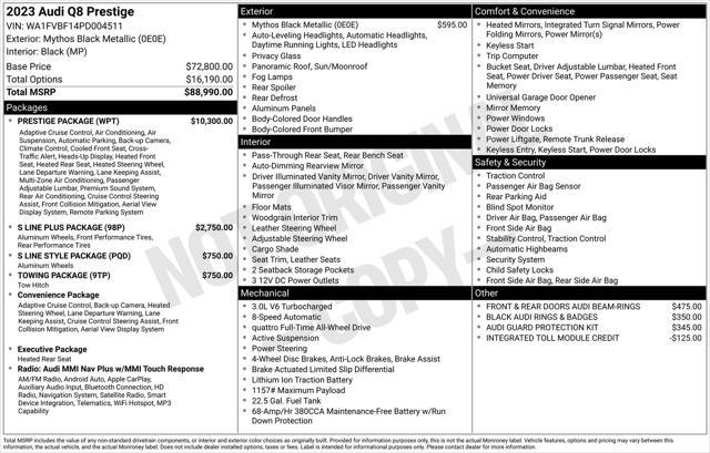 used 2023 Audi Q8 car, priced at $67,777