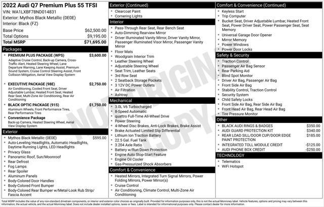 used 2022 Audi Q7 car, priced at $49,977