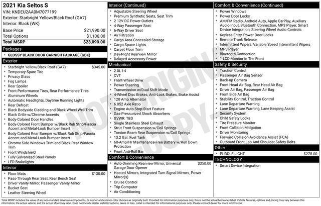 used 2021 Kia Seltos car, priced at $16,475