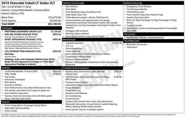 used 2010 Chevrolet Cobalt car, priced at $4,471