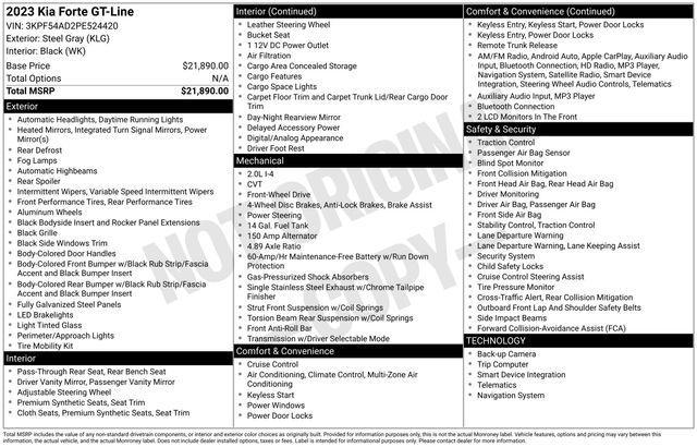 used 2023 Kia Forte car, priced at $19,074