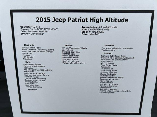 used 2015 Jeep Patriot car, priced at $10,000