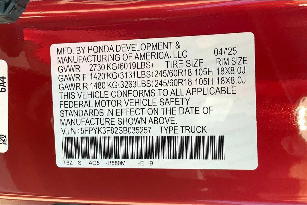 new 2025 Honda Ridgeline car, priced at $47,030