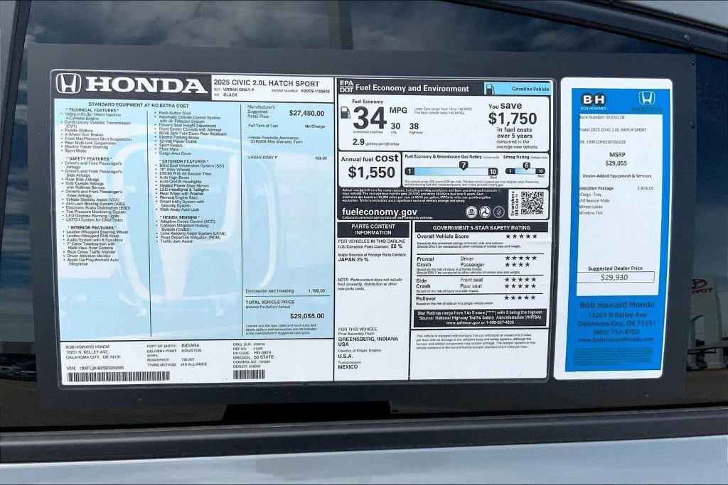 new 2025 Honda Civic car, priced at $28,930