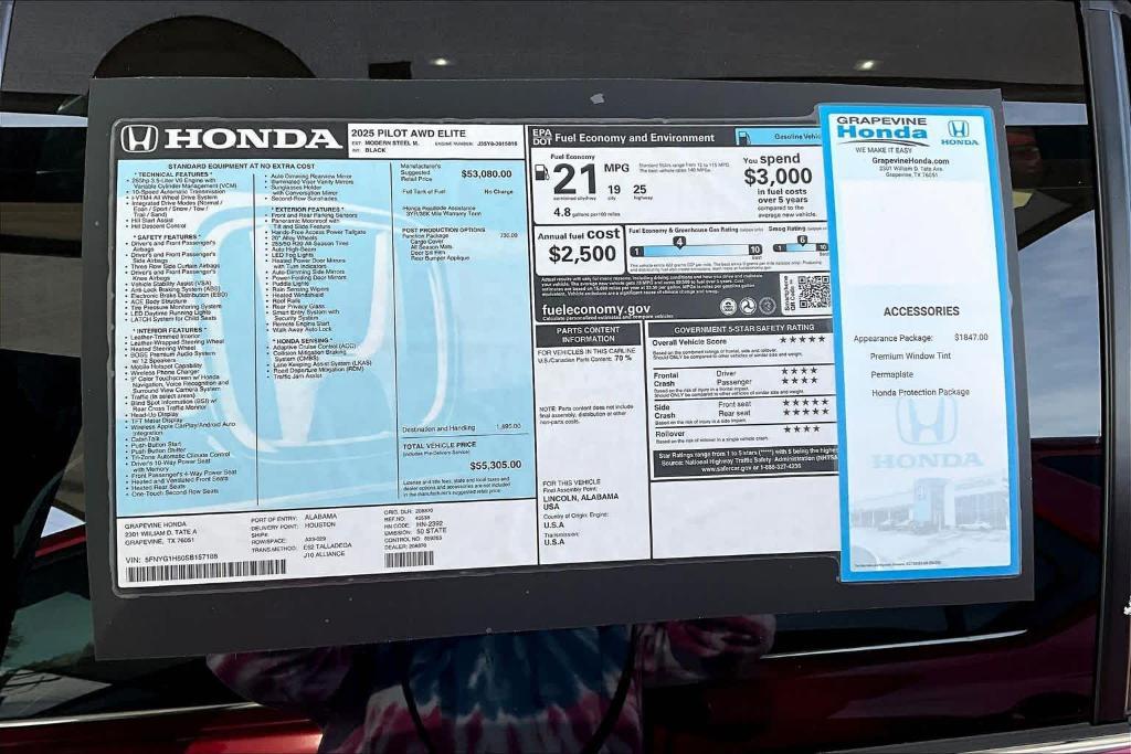 new 2025 Honda Pilot car, priced at $54,680