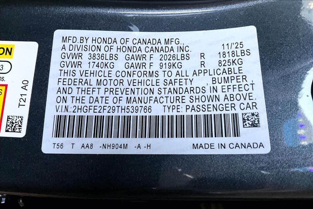 new 2026 Honda Civic car, priced at $26,665