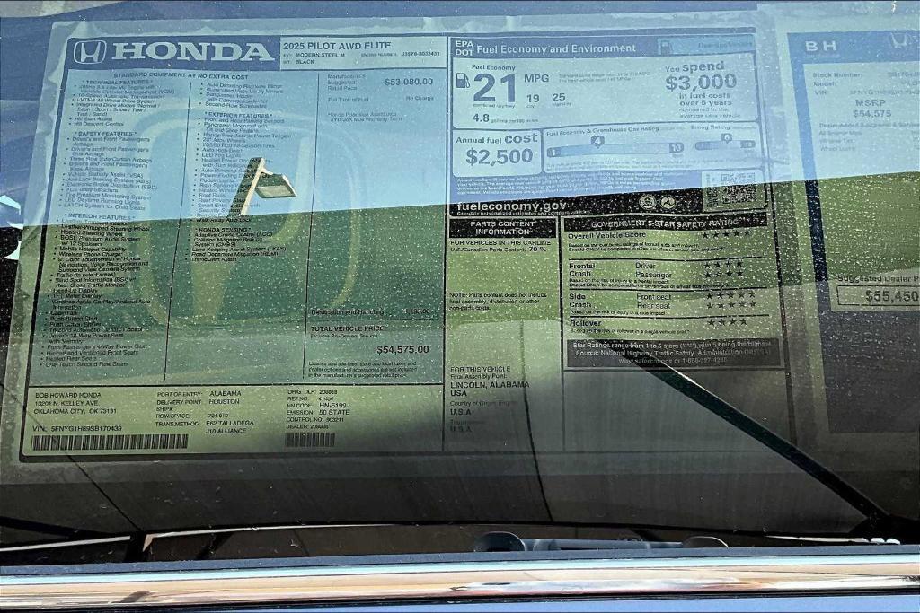 new 2025 Honda Pilot car, priced at $53,950