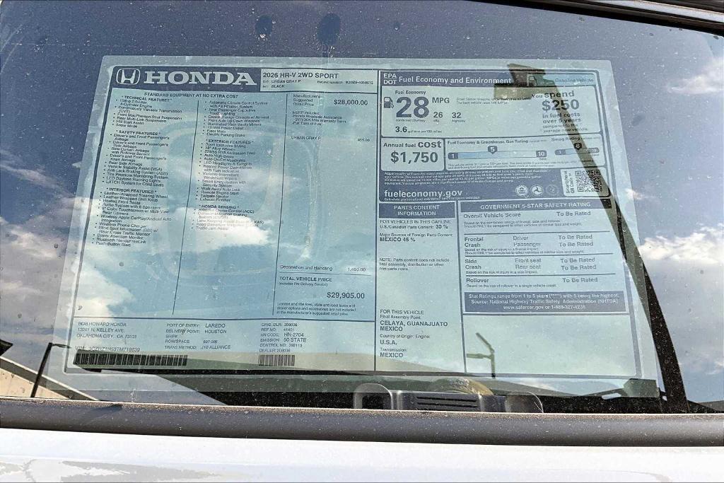 new 2026 Honda HR-V car, priced at $29,780