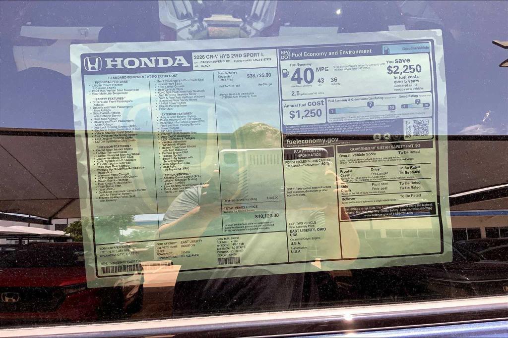 new 2026 Honda CR-V Hybrid car, priced at $39,495