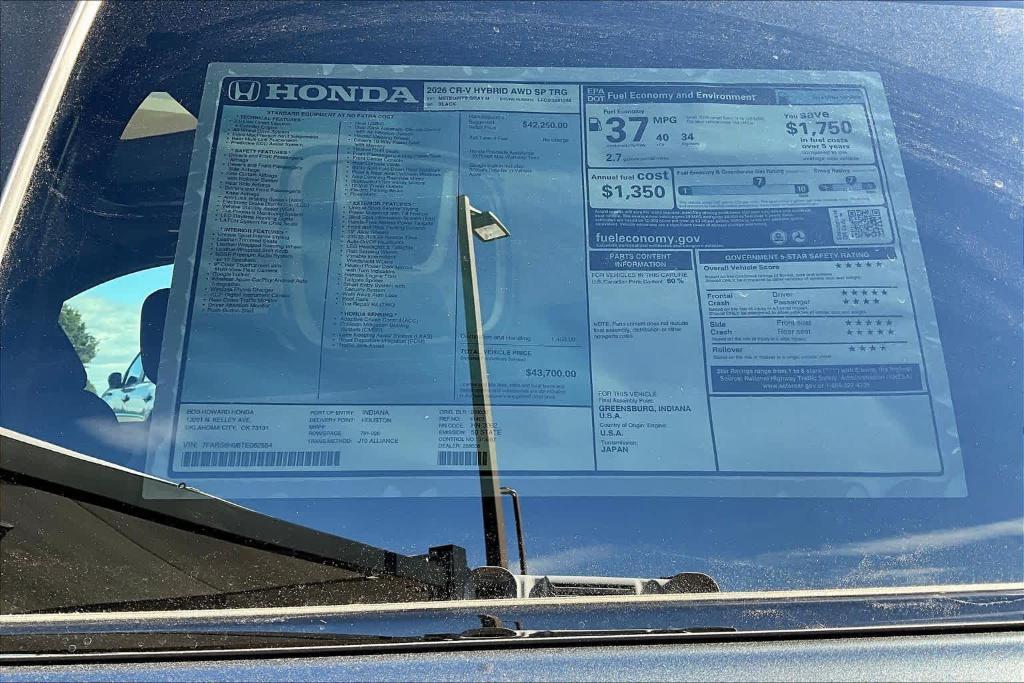 new 2026 Honda CR-V Hybrid car, priced at $44,575