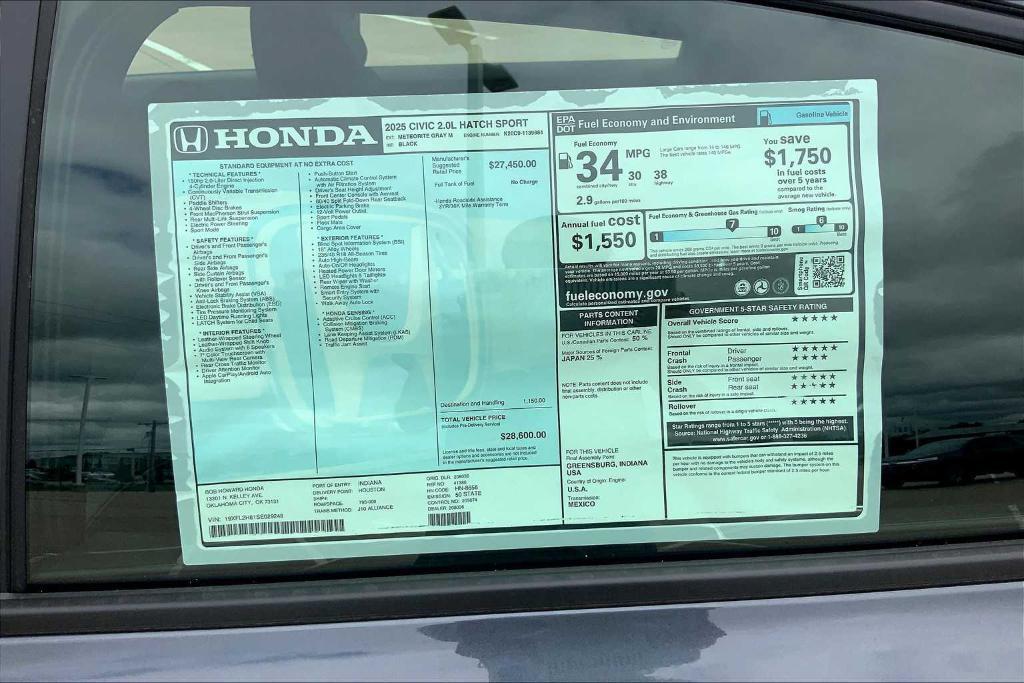 new 2025 Honda Civic car, priced at $28,275