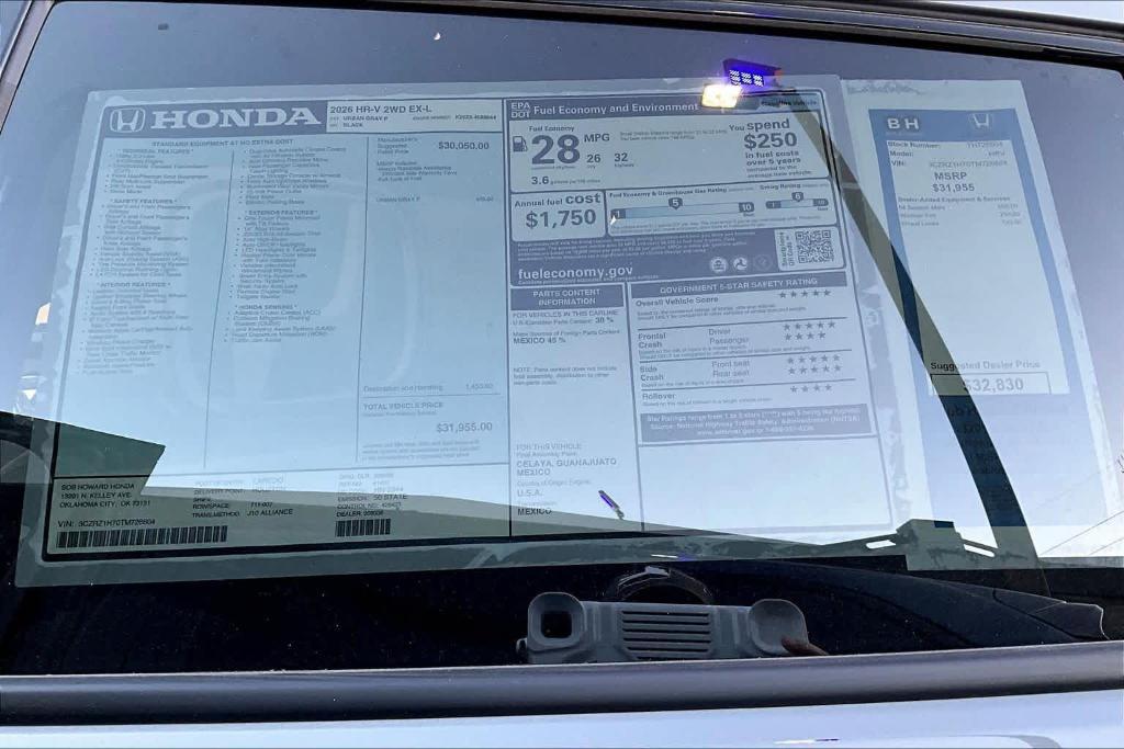 new 2026 Honda HR-V car, priced at $31,830