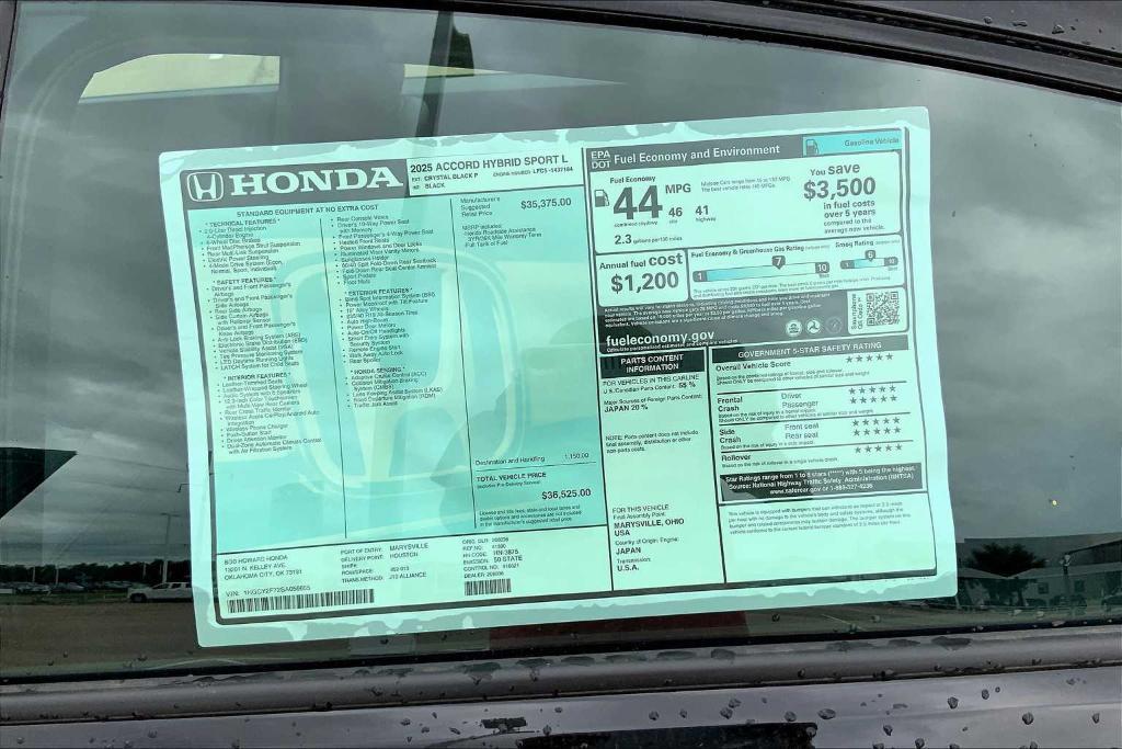 new 2025 Honda Accord Hybrid car, priced at $35,900
