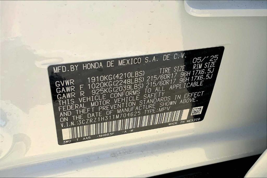 new 2026 Honda HR-V car, priced at $27,925