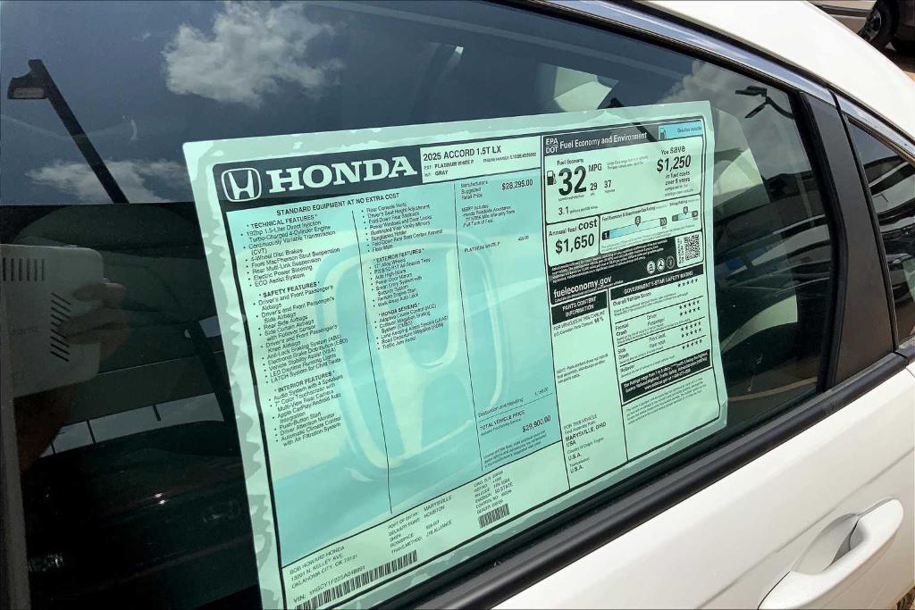 new 2025 Honda Accord car, priced at $29,525