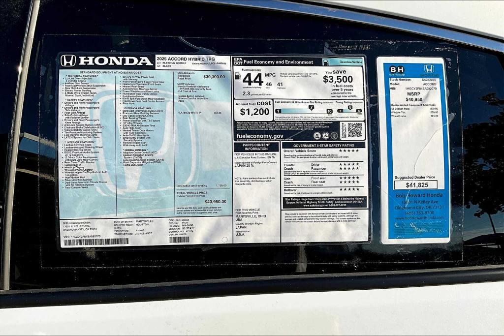 new 2025 Honda Accord Hybrid car, priced at $40,075