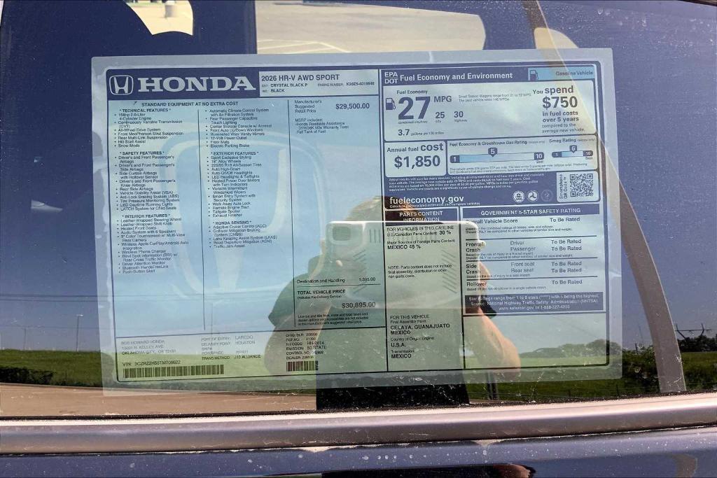 new 2026 Honda HR-V car, priced at $30,770